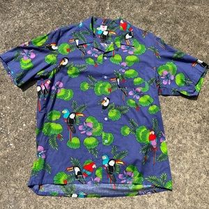 Vintage Scorpio Purple Hawaiian Toucan Shirt